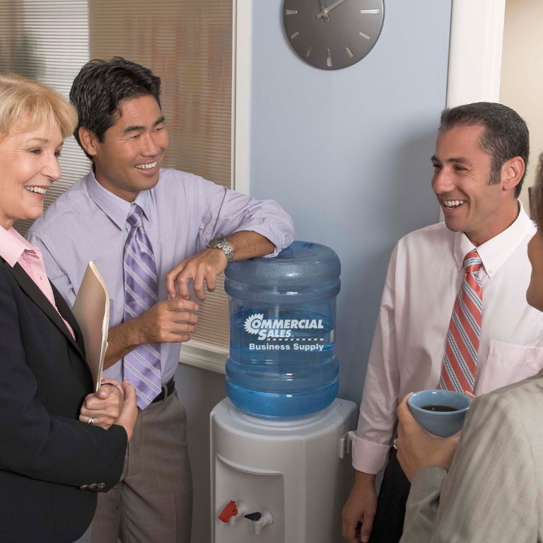 Office employee around a water cooler